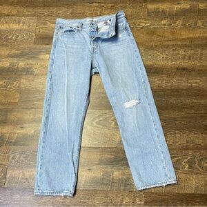 Levi's Premium Denim Wedgie Straight Jeans Women's 29 Distressed Big E Cotton